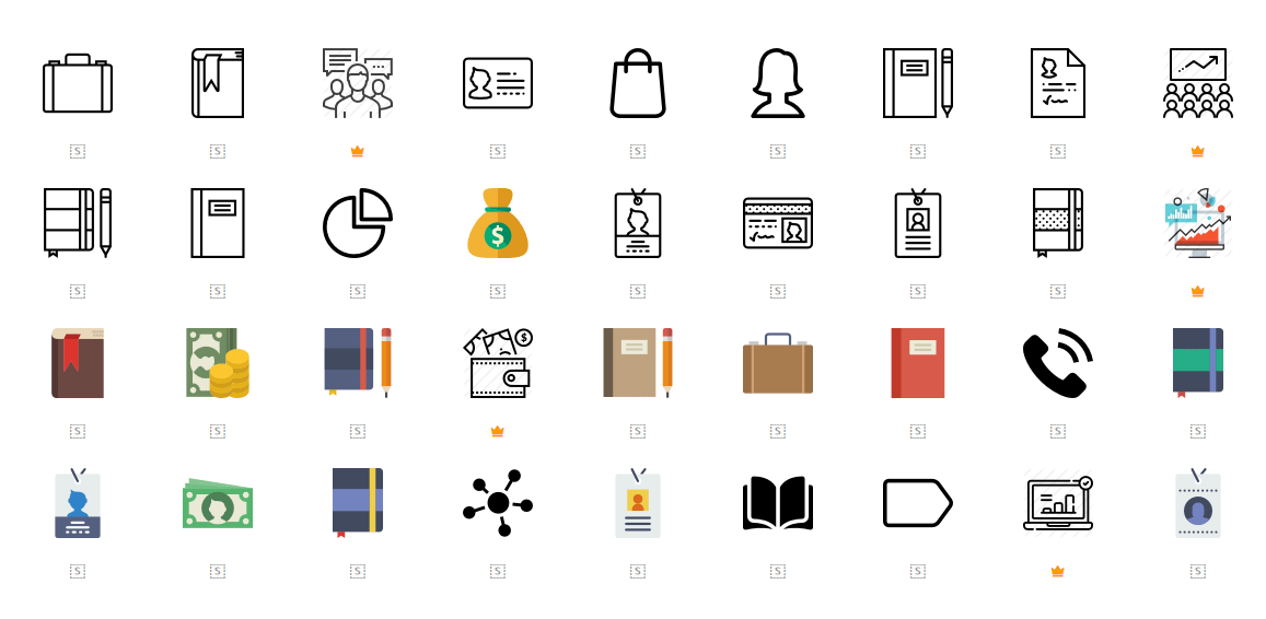 ตัวอย่าง Icon ที่มีให้ดาวน์โหลด