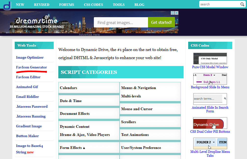 เว็บไวต์ www.dynamicdrive.com