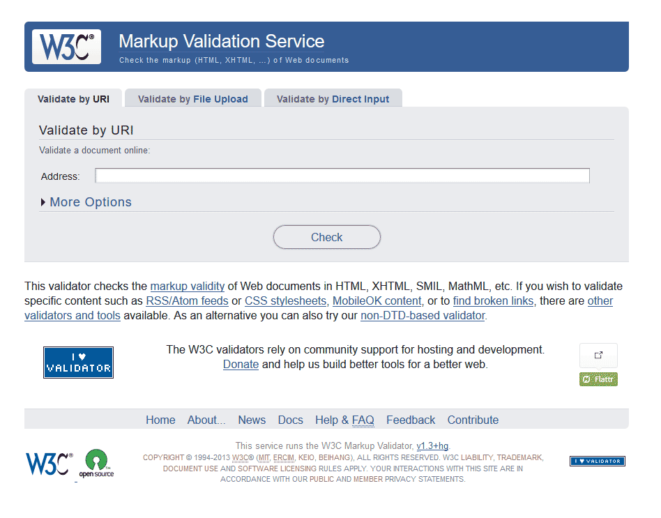เครื่องมือของ W3C ที่ใช้ในการ ตรวจสอบมาตรฐาน