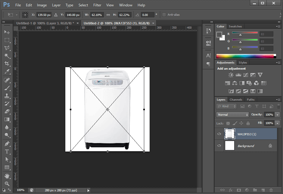 รูปภาพ เมื่อวางผ่านเมนู Place